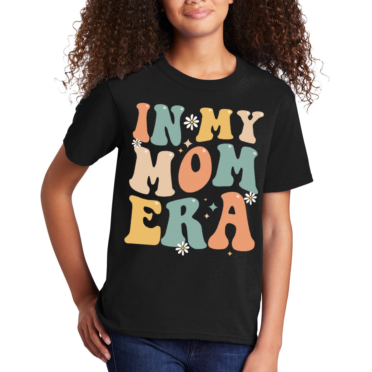 In My Mom Era Lover Groovy Retro Mom Funny Mothers Day Kids T-Shirt