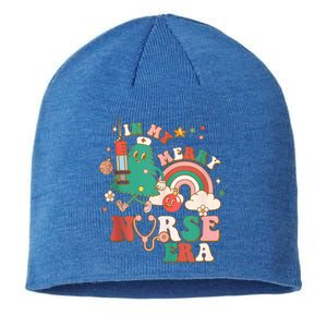 In My Merry Nurse Era Retro Groovy Nurse Christmas Tree Xmas Gift Sustainable Beanie