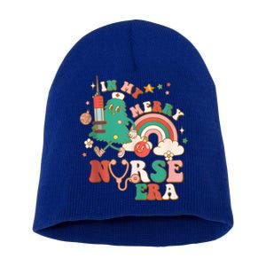 In My Merry Nurse Era Retro Groovy Nurse Christmas Tree Xmas Gift Short Acrylic Beanie