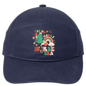 In My Merry Nurse Era Retro Groovy Nurse Christmas Tree Xmas Gift 7-Panel Snapback Hat