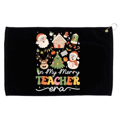 In My Merry Teacher Era Retro Groovy Christmas Teacher Gift Grommeted Golf Towel