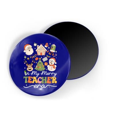 In My Merry Teacher Era Retro Groovy Christmas Teacher Gift Magnet