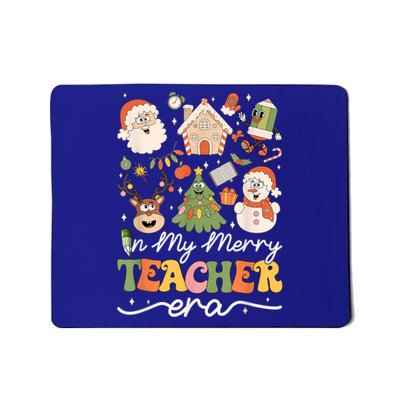 In My Merry Teacher Era Retro Groovy Christmas Teacher Gift Mousepad