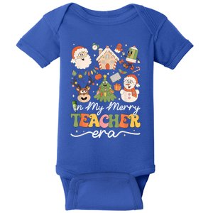 In My Merry Teacher Era Retro Groovy Christmas Teacher Gift Baby Bodysuit