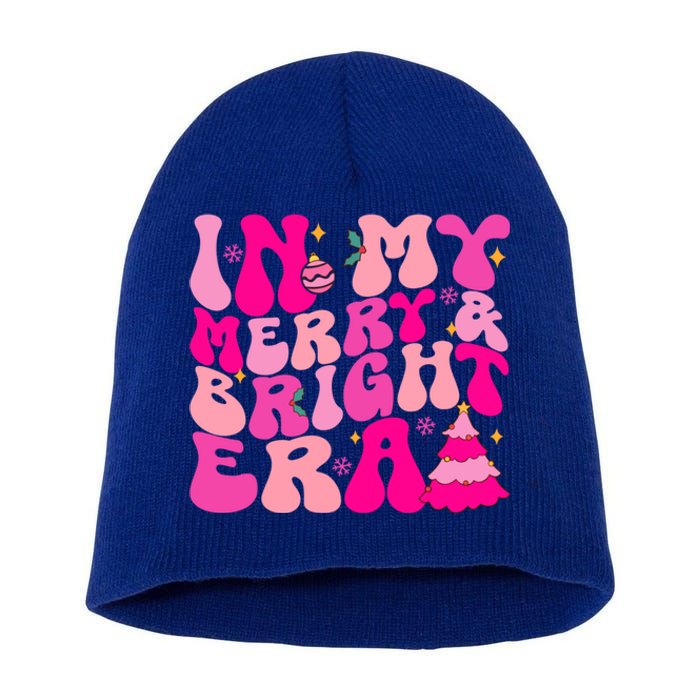 In My Merry And Bright Era Christmas Santa Xmas Groovy Retro Gift Short Acrylic Beanie