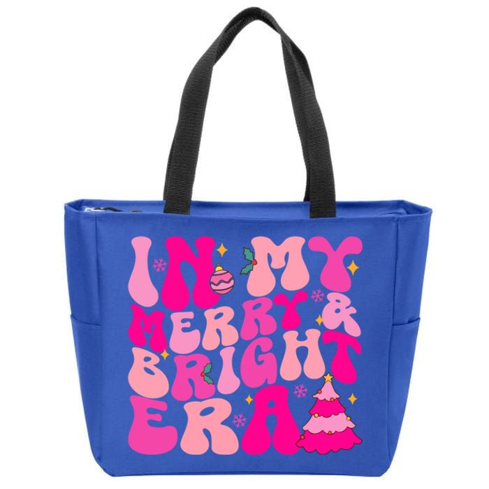 In My Merry And Bright Era Christmas Santa Xmas Groovy Retro Gift Zip Tote Bag