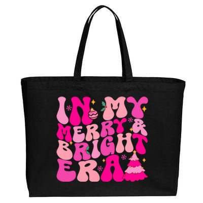 In My Merry And Bright Era Christmas Santa Xmas Groovy Retro Gift Cotton Canvas Jumbo Tote