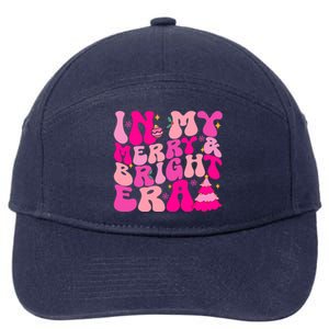 In My Merry And Bright Era Christmas Santa Xmas Groovy Retro Gift 7-Panel Snapback Hat