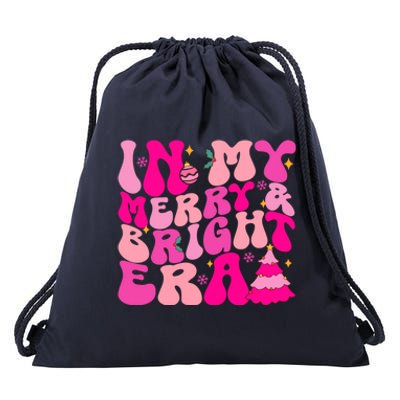 In My Merry And Bright Era Christmas Santa Xmas Groovy Retro Gift Drawstring Bag