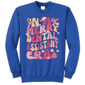 In My Merry Dental Assistant Era Retro Groovy Pink Christmas Gift Sweatshirt