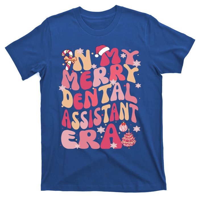 In My Merry Dental Assistant Era Retro Groovy Pink Christmas Gift T-Shirt