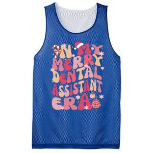 In My Merry Dental Assistant Era Retro Groovy Pink Christmas Gift Mesh Reversible Basketball Jersey Tank