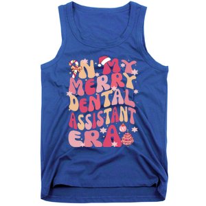 In My Merry Dental Assistant Era Retro Groovy Pink Christmas Gift Tank Top