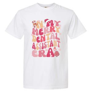 In My Merry Dental Assistant Era Retro Groovy Pink Christmas Gift Garment-Dyed Heavyweight T-Shirt