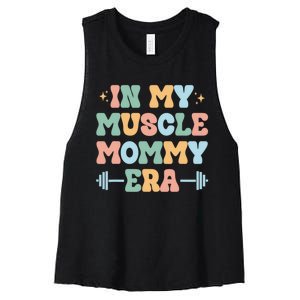 In My Muscle Mommy Era Groovy Women's Racerback Cropped Tank