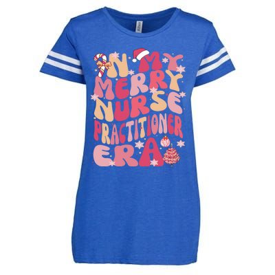 In My Merry Nurse Practitioner Era Retro Groovy Christmas Gift Enza Ladies Jersey Football T-Shirt