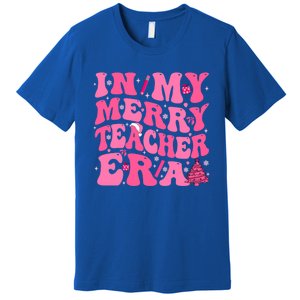 In My Merry Teacher Era Groovy Pink Christmas Teacher Gift Premium T-Shirt