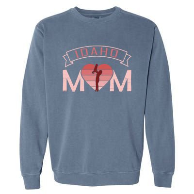 Idaho Mom Mother's Day Sunset Heart Retro Leisure Gift Garment-Dyed Sweatshirt