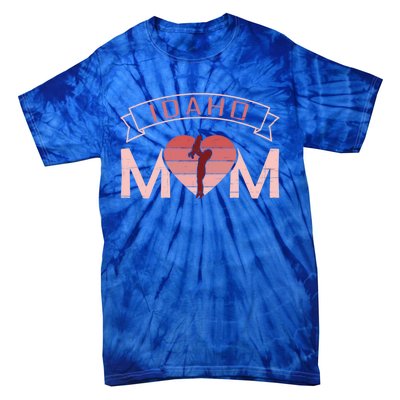 Idaho Mom Mother's Day Sunset Heart Retro Leisure Gift Tie-Dye T-Shirt