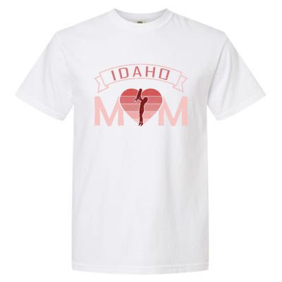 Idaho Mom Mother's Day Sunset Heart Retro Leisure Gift Garment-Dyed Heavyweight T-Shirt