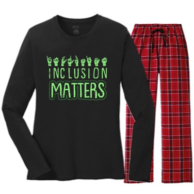 Inclusion Matters Mental Health Awareness Warrior Counselor Women's Long Sleeve Flannel Pajama Set 