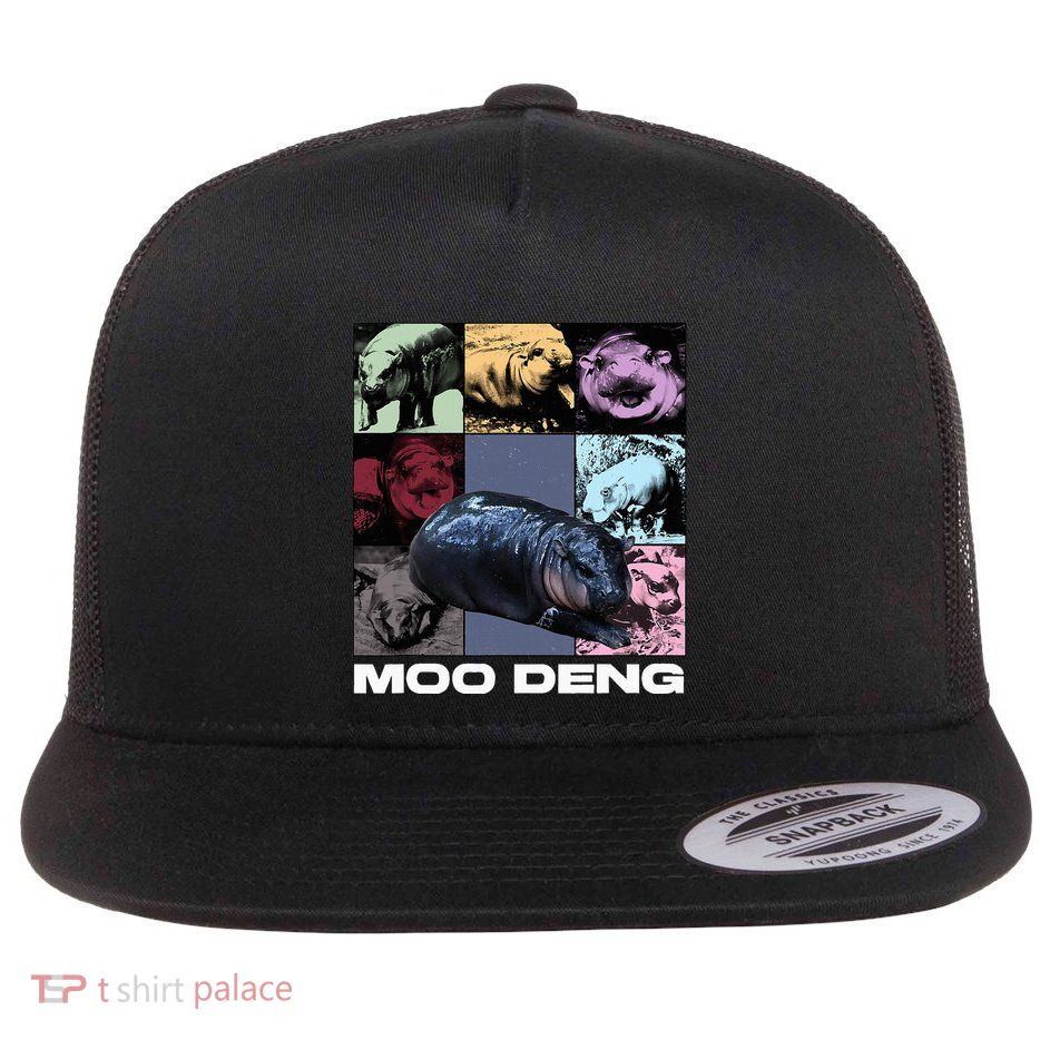 In My Moo Deng Era Funny Cute Baby Hippo Flat Bill Trucker Hat