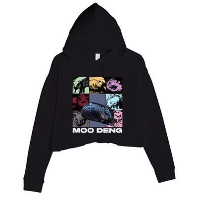 In My Moo Deng Era Funny Cute Baby Hippo Crop Fleece Hoodie