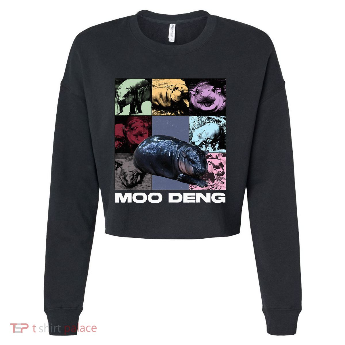 In My Moo Deng Era Funny Cute Baby Hippo Cropped Pullover Crew