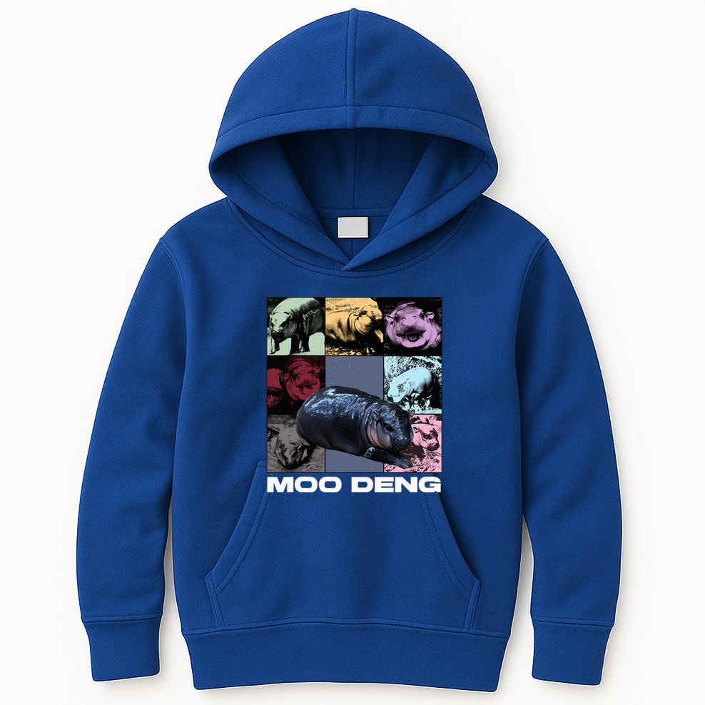 In My Moo Deng Era Funny Cute Baby Hippo Kids Hoodie
