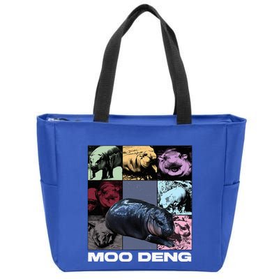 In My Moo Deng Era Funny Cute Baby Hippo Zip Tote Bag