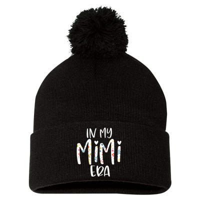 In My Mimi Era Flower Letter Floral Cute Gifts For Mimi Pom Pom 12in Knit Beanie