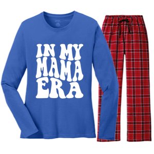 In My Mama Era Lover Groovy Retro Mom Mothers Day Cute Gift Women's Long Sleeve Flannel Pajama Set 