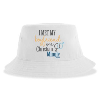 I Met My Boyfriend On Christian Mingle Sustainable Bucket Hat