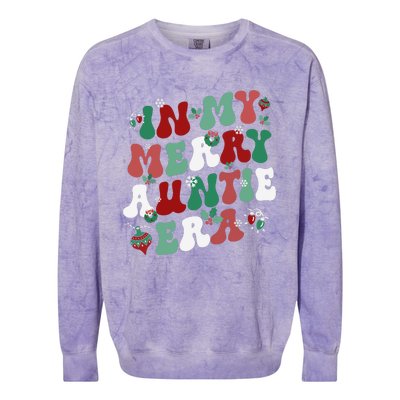 In My Merry Auntie Era Groovy Christmas Decor Pjm Pajama Stunning Gift Colorblast Crewneck Sweatshirt