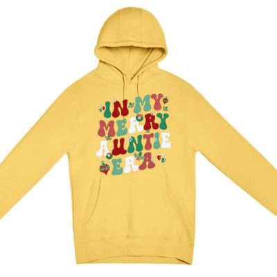 In My Merry Auntie Era Groovy Christmas Decor Pjm Pajama Stunning Gift Premium Pullover Hoodie