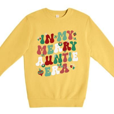 In My Merry Auntie Era Groovy Christmas Decor Pjm Pajama Stunning Gift Premium Crewneck Sweatshirt