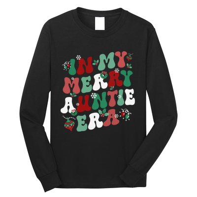 In My Merry Auntie Era Groovy Christmas Decor Pjm Pajama Stunning Gift Long Sleeve Shirt