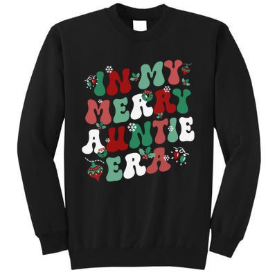 In My Merry Auntie Era Groovy Christmas Decor Pjm Pajama Stunning Gift Sweatshirt