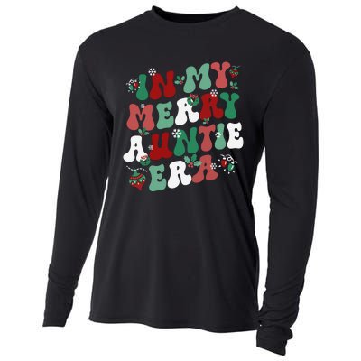 In My Merry Auntie Era Groovy Christmas Decor Pjm Pajama Stunning Gift Cooling Performance Long Sleeve Crew