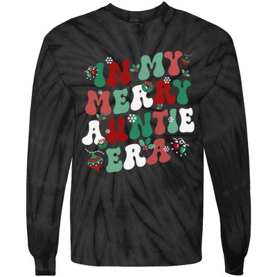 In My Merry Auntie Era Groovy Christmas Decor Pjm Pajama Stunning Gift Tie-Dye Long Sleeve Shirt