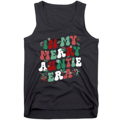 In My Merry Auntie Era Groovy Christmas Decor Pjm Pajama Stunning Gift Tank Top