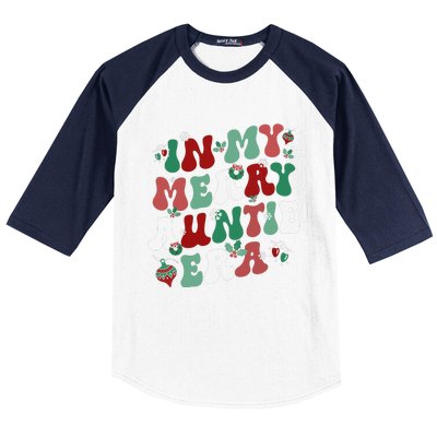 In My Merry Auntie Era Groovy Christmas Decor Pjm Pajama Stunning Gift Baseball Sleeve Shirt