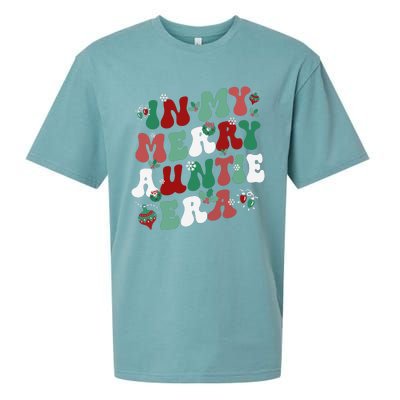 In My Merry Auntie Era Groovy Christmas Decor Pjm Pajama Stunning Gift Sueded Cloud Jersey T-Shirt