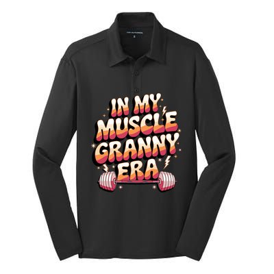 In My Muscle Granny Era Funny Sport Grandma Gym Workout Tees Silk Touch Performance Long Sleeve Polo