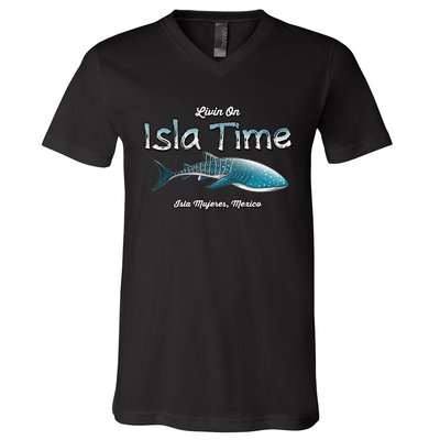 Isla Mujeres Mexico Island Near Cancun Whale Shark V-Neck T-Shirt