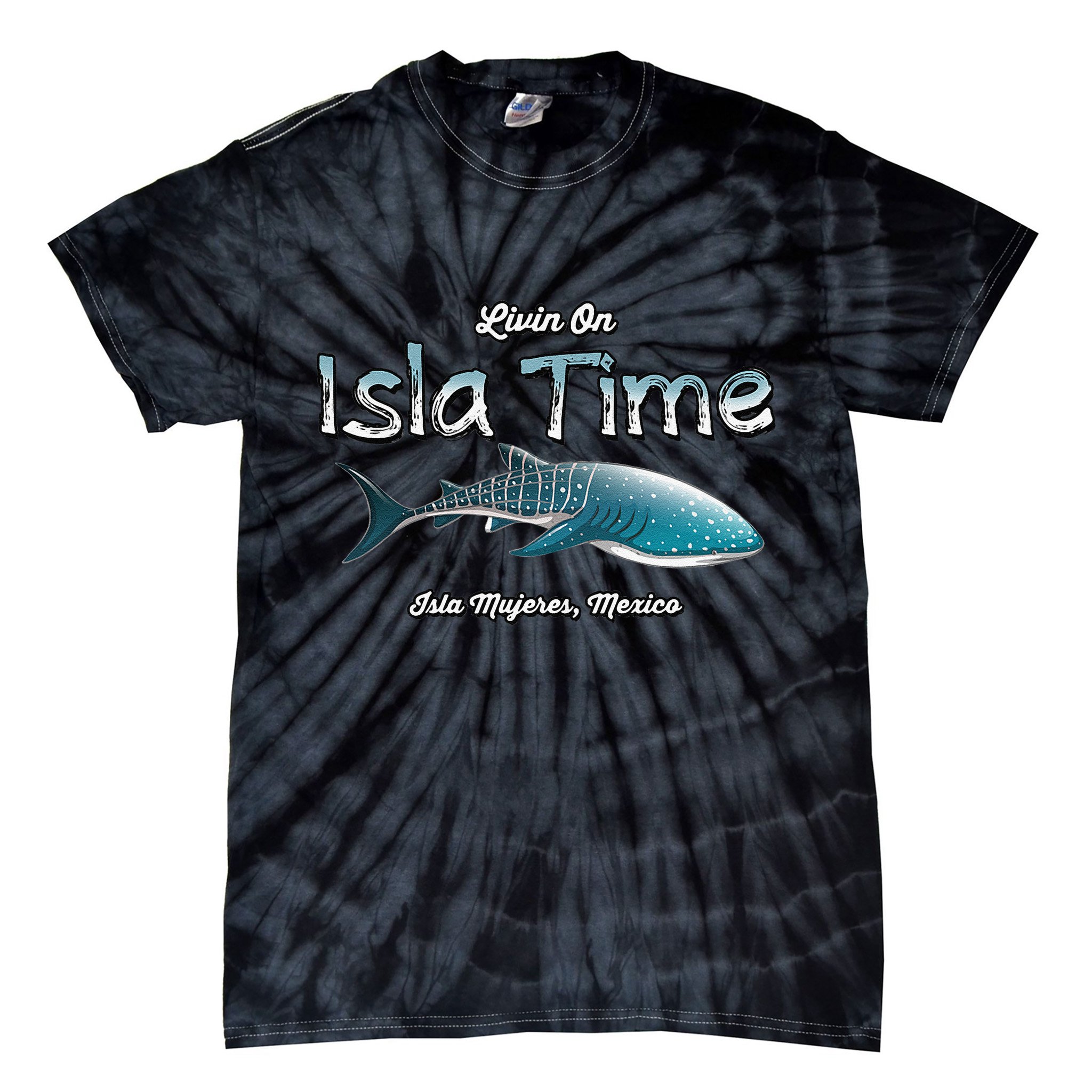 Isla Mujeres Mexico Island Near Cancun Whale Shark Tie-Dye T-Shirt