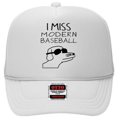 I Miss Modern Baseball Funny Dog Sport Lover High Crown Mesh Back Trucker Hat