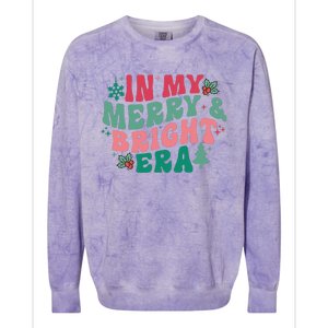 In My Merry And Bright Era Christmas Santa Xmas Groovy Retro Colorblast Crewneck Sweatshirt