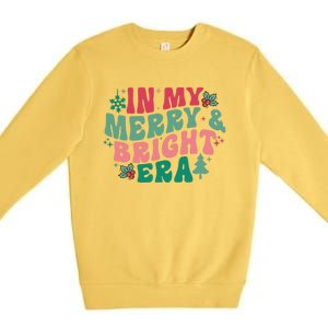 In My Merry And Bright Era Christmas Santa Xmas Groovy Retro Premium Crewneck Sweatshirt