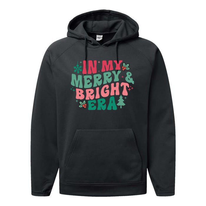 In My Merry And Bright Era Christmas Santa Xmas Groovy Retro Performance Fleece Hoodie